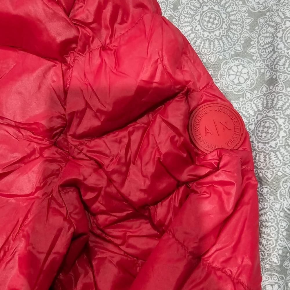 Armani Exchange Red Puffer Jacket Lightweight Quilted Design - Picture 3 of 5